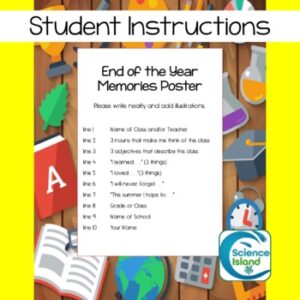 Free End of the Year Activity - Memories Poster - Science Island